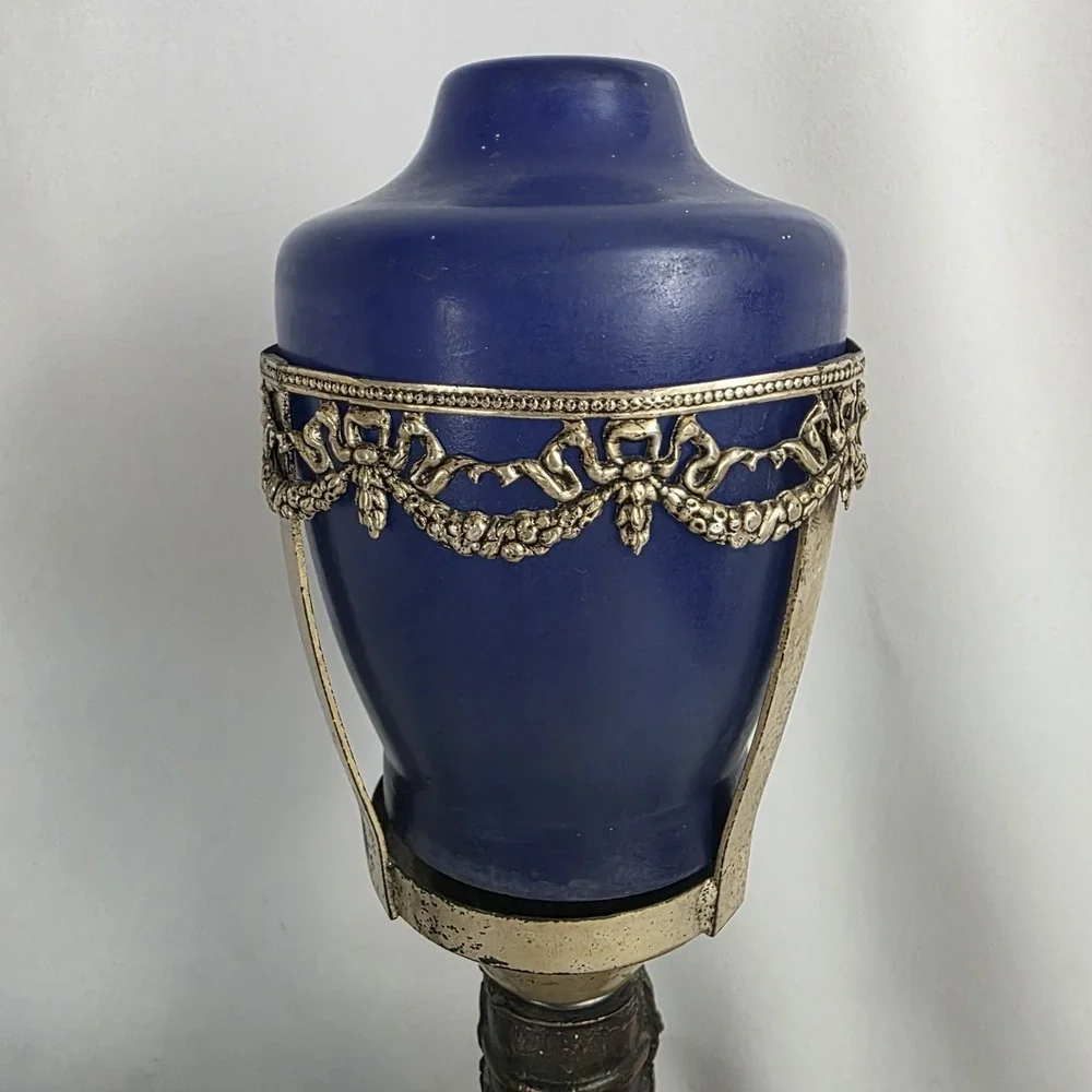 VTG Victorian Lamp Cinderella Carriage Street Lamp Bakelite Switch Cobalt Glass